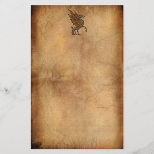 Ye Old Medieval Dragon Design Stationery (Front)