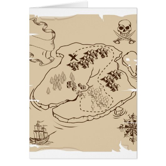 Ye Olde Pirate Treasure Map Cards (Front)
