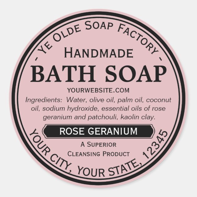 Ye Olde Soap Factory Handmade Round Soap Labels (Front)