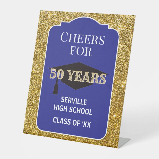 Yea! 50 Years! CUSTOM Class Reunion  Pedestal Sign (Front)