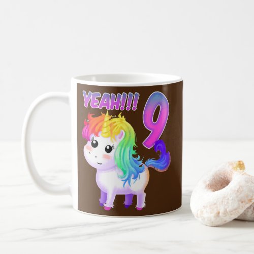 YEAH 9 Years Girl Unicon 9th birthday Party Bday  Coffee Mug