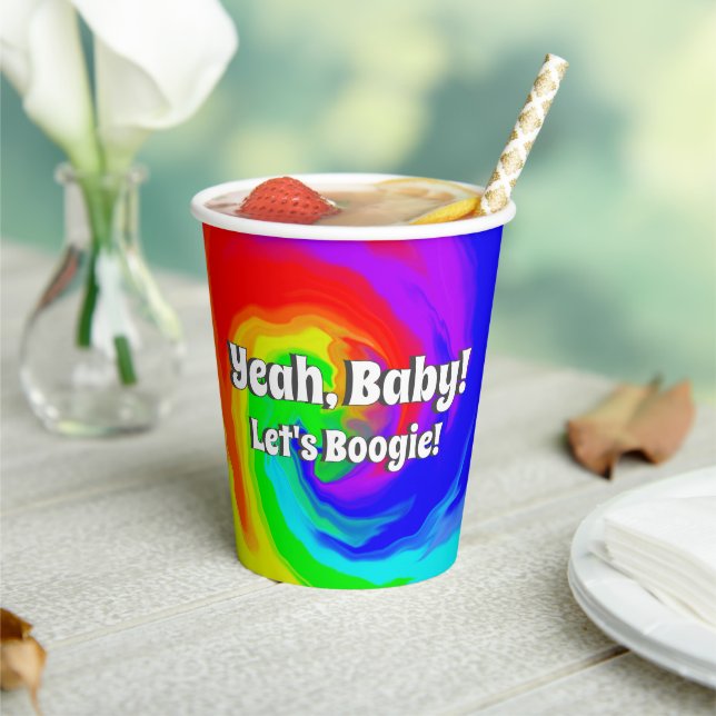 Yeah Baby! Let's Boogie Vibrant Swirl Birthday Paper Cups (Insitu)