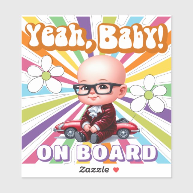 Yeah Baby On Board Retro and Fun Sticker (Sheet)