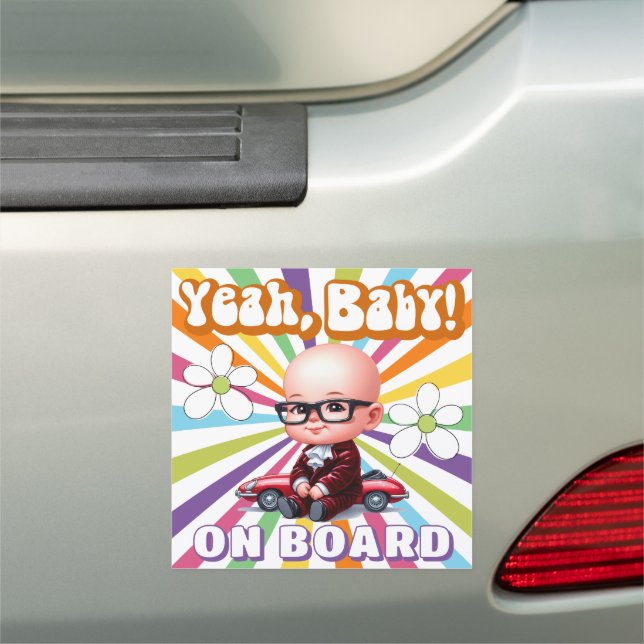 Yeah Baby On Board Retro  Car Magnet (In Situ)