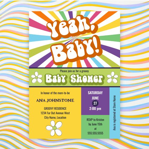 Yeah Baby Retro Baby Shower Invitation