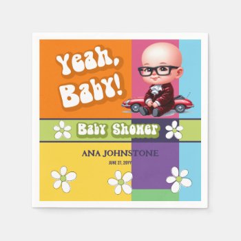 Yeah Baby Retro Baby Shower Napkins by SocialiteDesigns at Zazzle