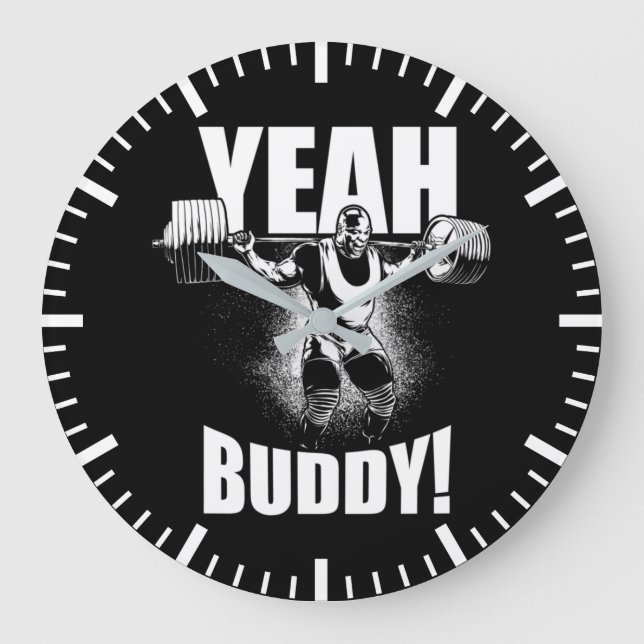 Yeah Buddy - Ronnie Coleman Squat - Gym Motivation Large Clock (Front)