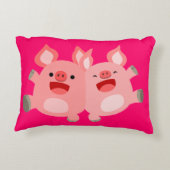 YEAH!! Cute Cartoon Pigs Accent Pillow (Back)