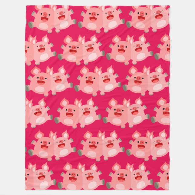 YEAH!! Cute Cartoon Pigs Fleece Blanket (Front)
