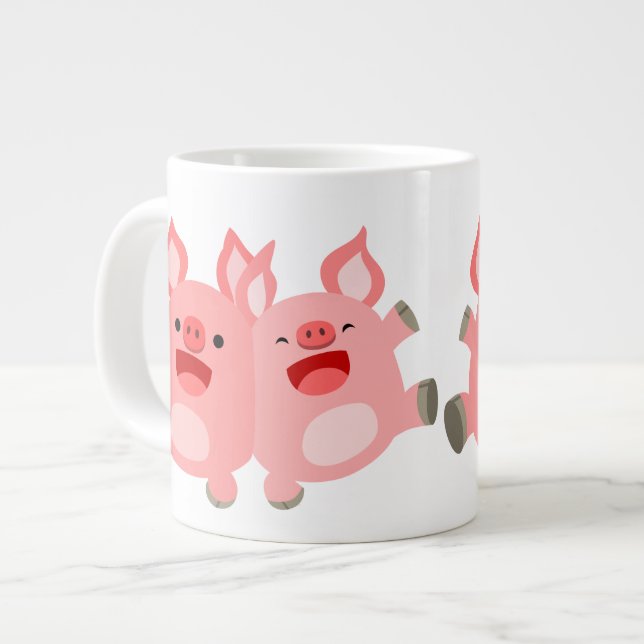 YEAH!! Cute Cartoon Pigs Jumbo Mug (Front Left)