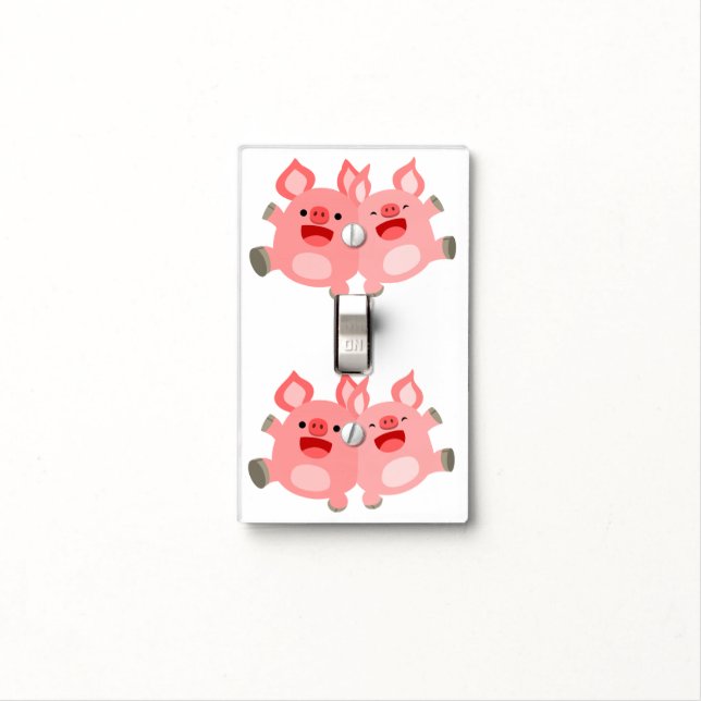 YEAH!! Cute Cartoon Pigs Light Switch Cover (In Situ)