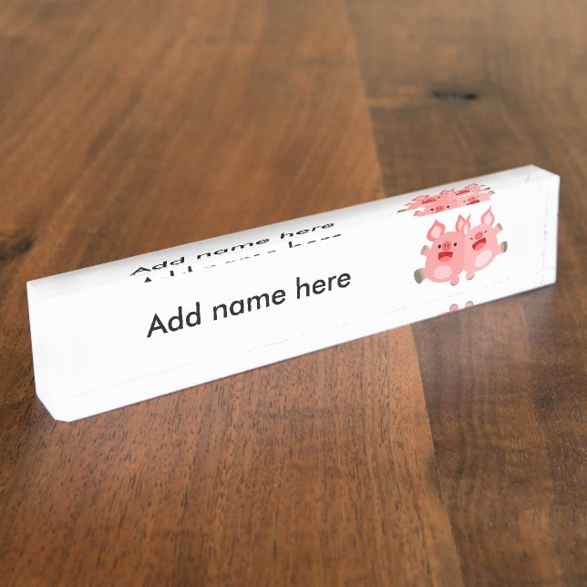 YEAH!! Cute Cartoon Pigs Name Plate (Side)
