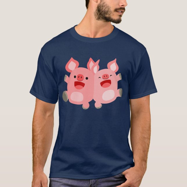 YEAH!! Cute Cartoon Pigs T-Shirt (Front)