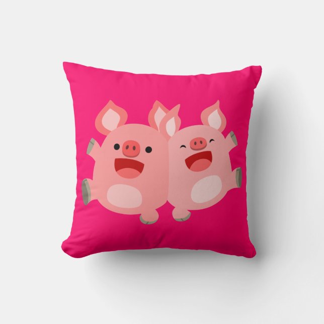 YEAH!! Cute Cartoon Pigs Throw Pillow (Front)