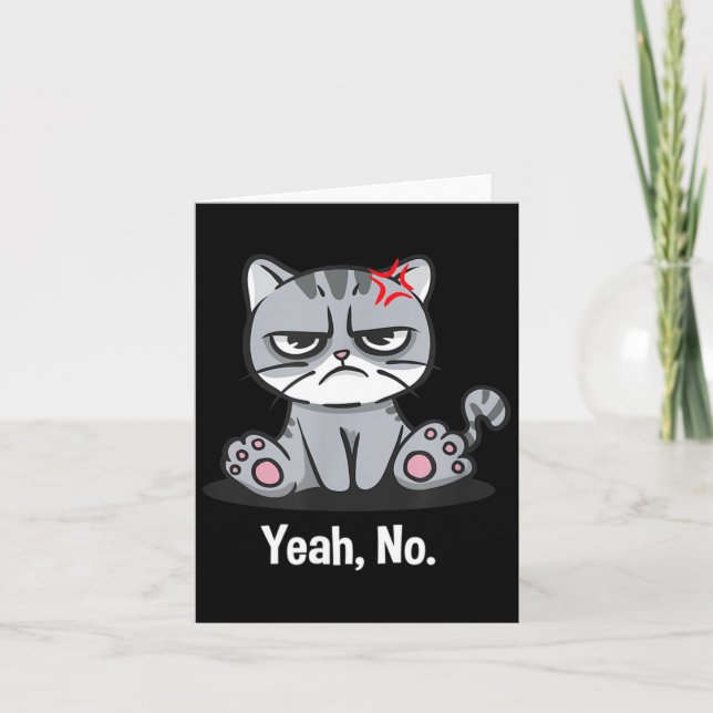 Yeah Funny Sarcastic Humor Sarcasm Introvert Card (Front)