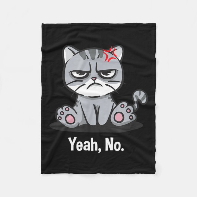Yeah Funny Sarcastic Humor Sarcasm Introvert Fleece Blanket (Front)
