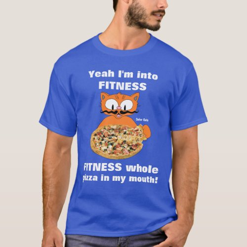 Yeah Im Into Fitness Funny Pizza Cartoon Cat T_Shirt