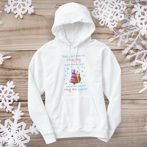 Yeah Im Naughty Sloth Hugging Xmas Ornament  Hoodie