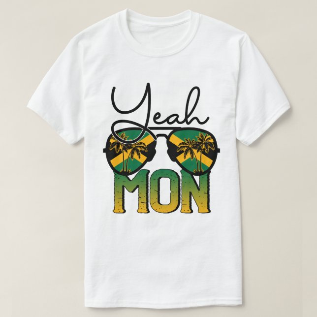 yeah Mon Sunglasses Jamaica Flag, Jamaica Trip  T-Shirt (Design Front)