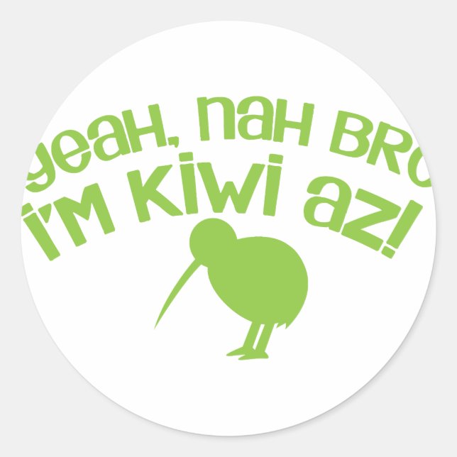Yeah nah Bro Bro I'm kiwi Classic Round Sticker (Front)