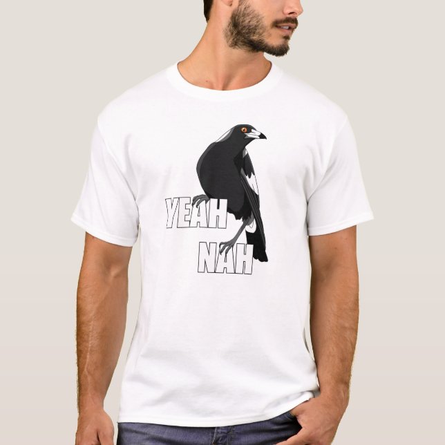 Yeah Nah funny Australian slang magpie men's shirt (Front)