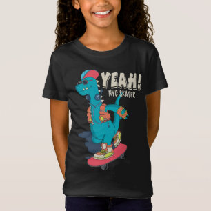 Yeah! NYC Skater Dinosaur Funny Graphic T-Shirt