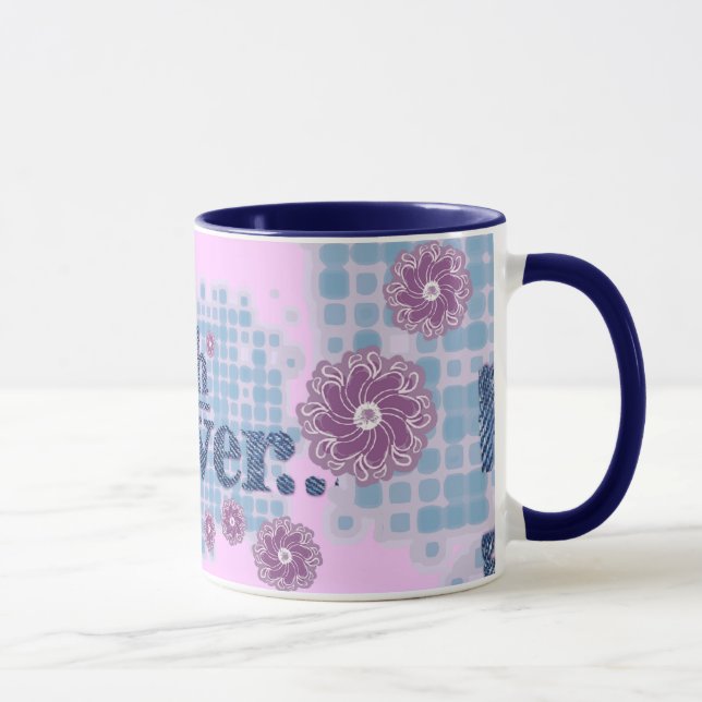 yeah whatever... denim blue & pink teen mug (Right)