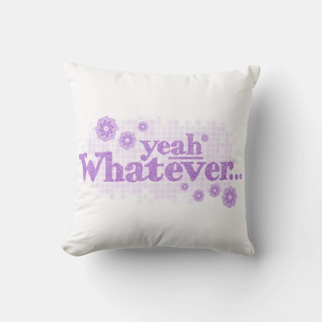 yeah whatever purple white cushion pillow (Front)