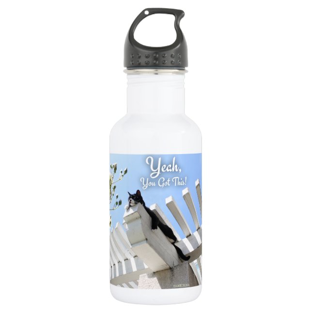Yeah You Got This Cute Cat Inspirational Slogan Water Bottle (Front)