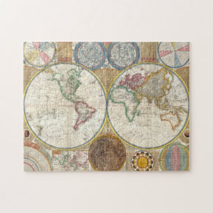 Year 1789 Antique coloured world map puzzle