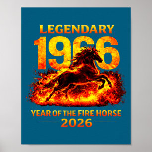 Year 1966 Fire Horse 60th Birthday Poster