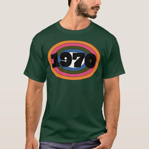 Year 1970 Rainbow Ellipse Vintage Typography T_Shirt