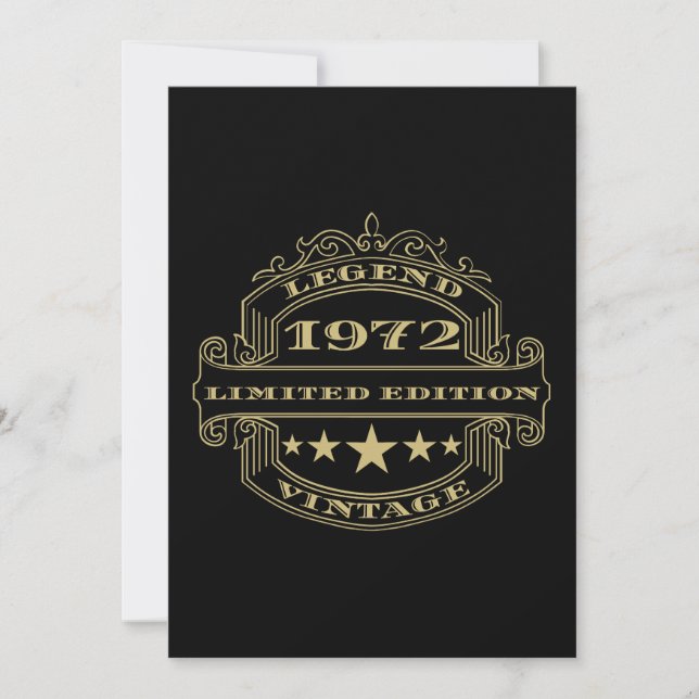 Year 1972 Personalized Birthday Party Invitation (Front)