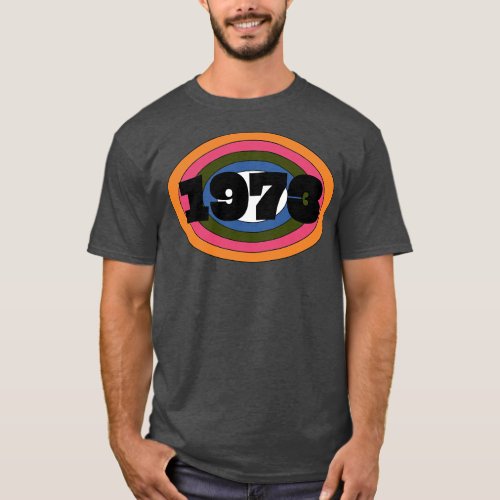 Year 1973 Rainbow Ellipse Vintage Typography T_Shirt