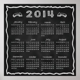 Year 2014 Blackboard Calendar Poster