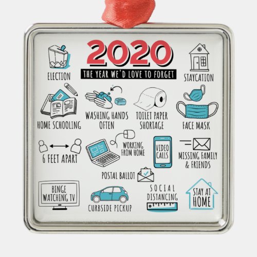 Year 2020 Quarantine Christmas Commemorative Metal Ornament