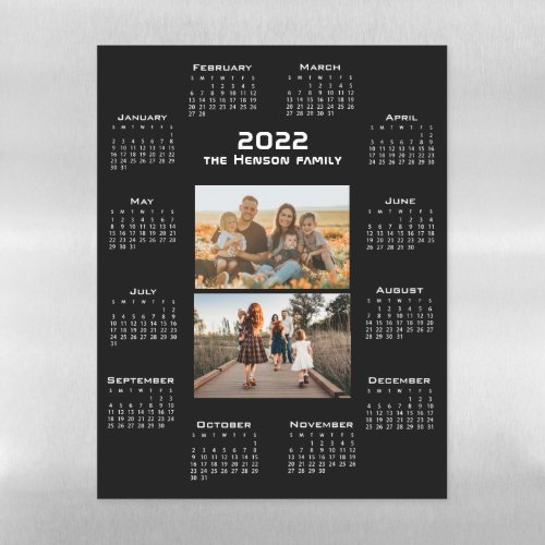 Year 2022 Calendar 2 Family Photo Collage  Magnetic Dry Erase Sheet