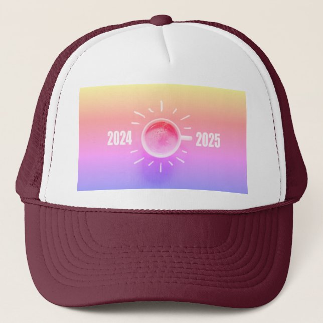 Year 2024 2025 Center Tea Mug-Caps Accessories Trucker Hat (Front)