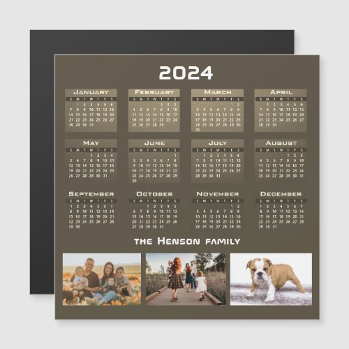 Year 2024 Calendar 3 Family Photo Collage 