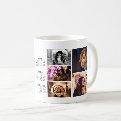 Year 2024 Calendar 5 Photo Collage  Coffee Mug
