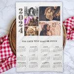 Year 2024 Calendar 5 Photo Collage Kitchen Towel<br><div class="desc">Modern 2024 Calendar 5 Photo Collage kitchen towel. Modern and personalized 2024 year photo calendar shows the days of the week for each month. Add 5 of your favorite photos to the template and add your text or erase it.</div>