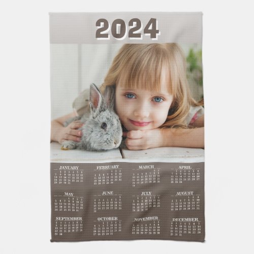 Year 2024 Custom Photo Calendar  Kitchen Towel