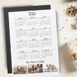 Year 2025 Calendar 3 Family Photo Collage Magnet<br><div class="desc">Modern Black Year 2025 Calendar 3 Family Photo Collage Magnet. Modern and personalized 2025 year photo magnetic calendar shows the days of the week for each month. Add four of your photos and text. A simple,  modern 2025 calendar magnet with a photo collage for a family.</div>