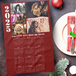 Year 2025 Calendar 5 Photo Collage Kitchen Towel<br><div class="desc">Modern 2025 Calendar 5 Photo Collage kitchen towel. Modern and personalized 2025 year photo calendar shows the days of the week for each month. Add 5 of your favorite photos to the template and add your text or erase it.</div>