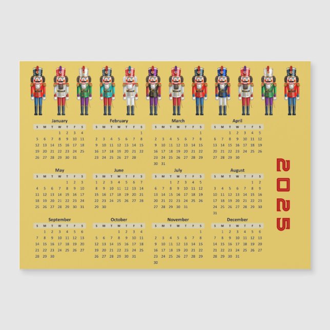 Year 2025 Nutcrackers' Calendar Magnetic Card (Front)
