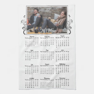 Year 2025 Photo Calendar with Foliage Kitchen Towel