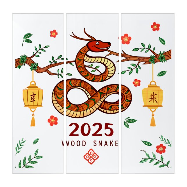 Year 2025 Wood Snake. Chinese horoscope  Triptych (Front)