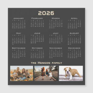 Year 2026 Calendar 3 Family Photo Collage