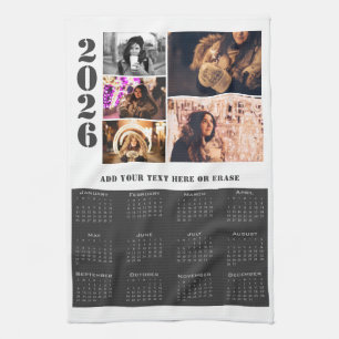 Year 2026 Calendar 5 Photo Collage Kitchen Towel