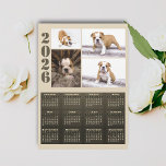 Year 2026 Calendar Dog Pet 4 Photo Collage Magnet
